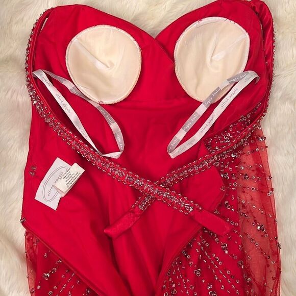 Alfred Angelo, Red Beaded Maxi Prom Dress - Picture 16 of 16